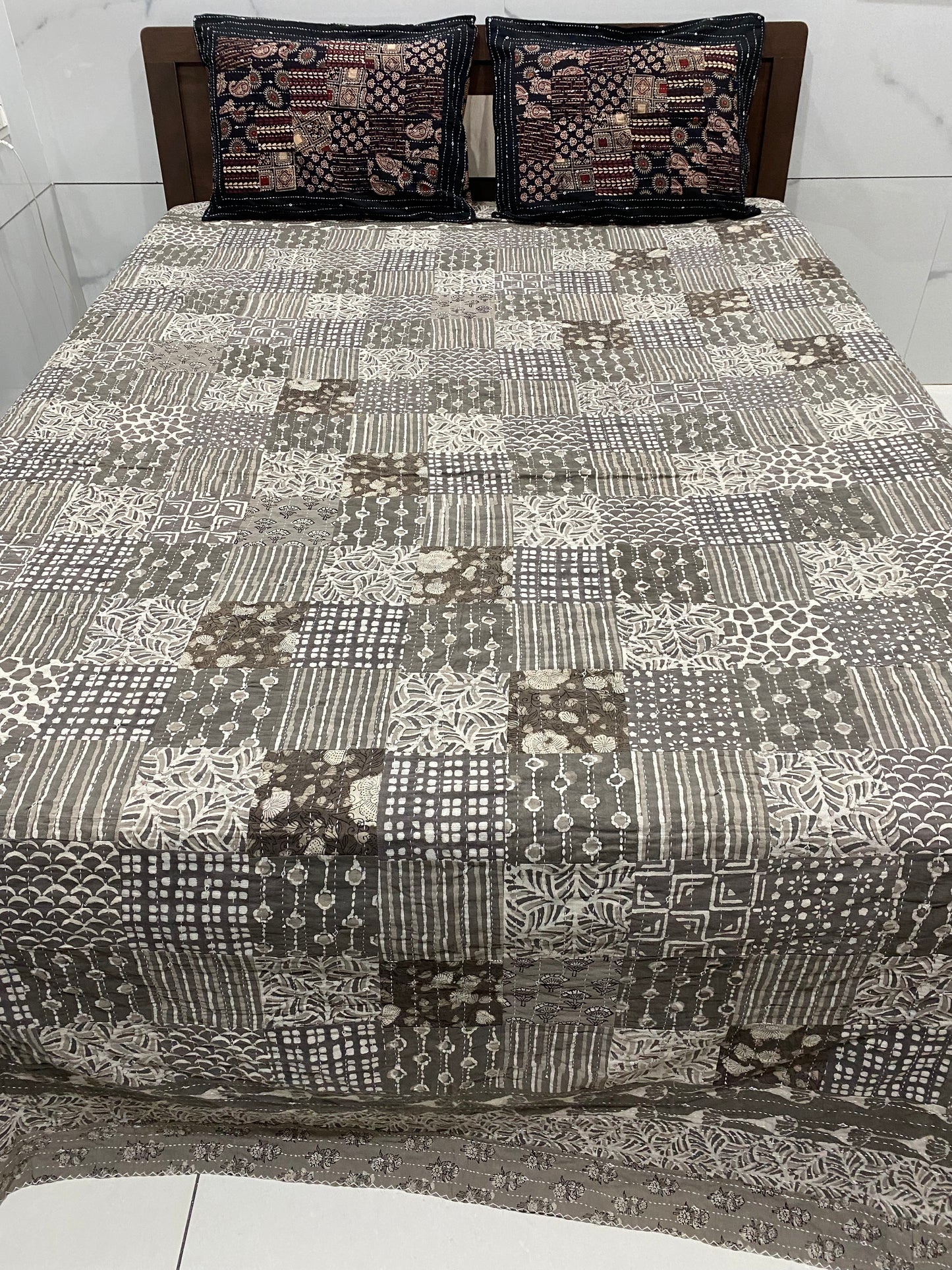 Ajarakh Patchwork Bedcover