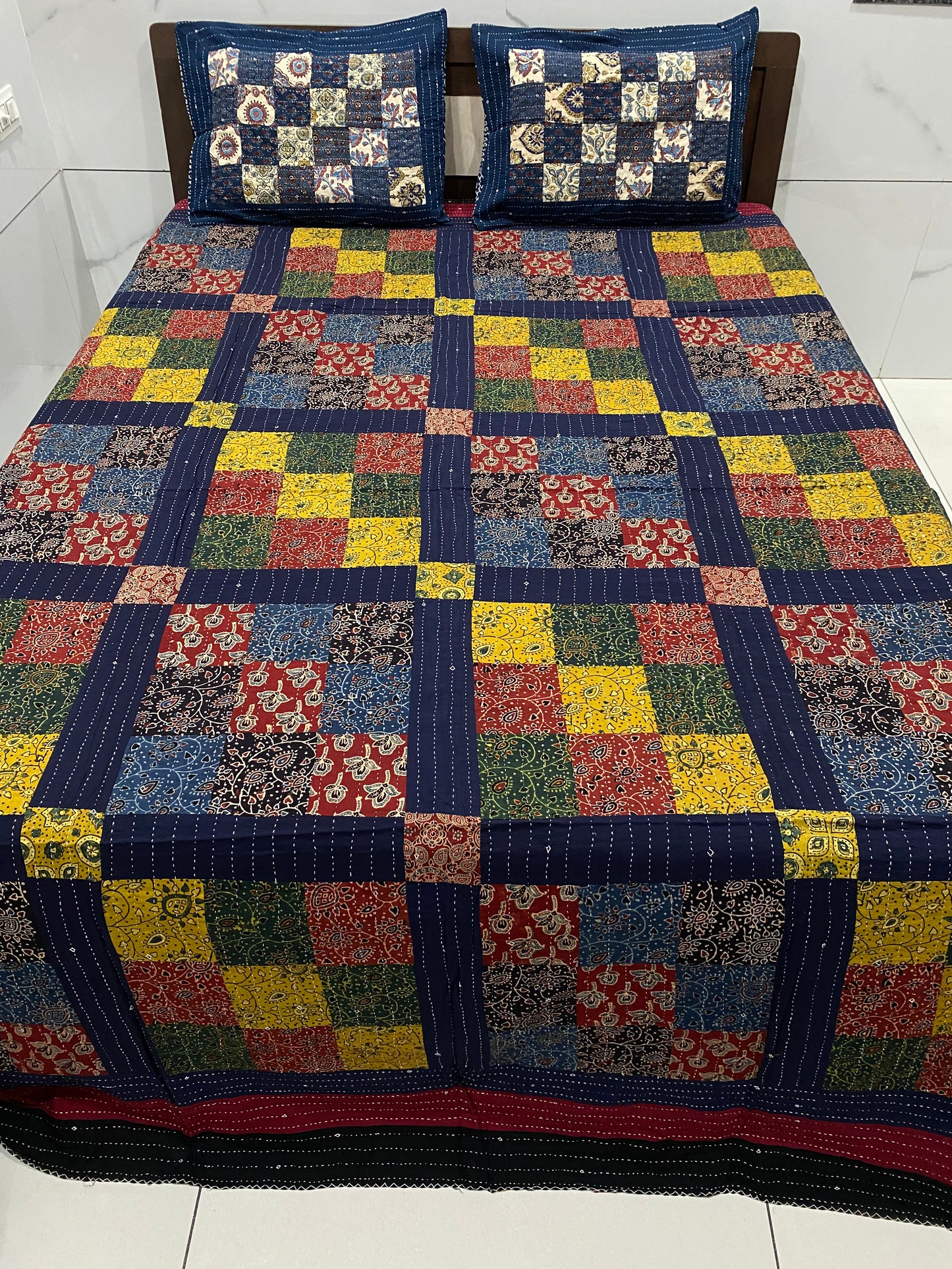 Ajarakh Patchwork Bedcover