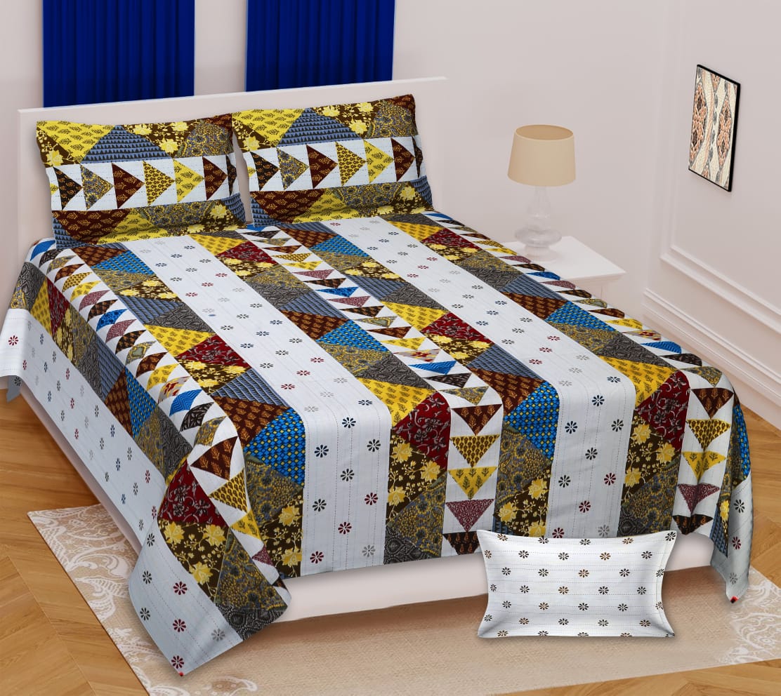 Patchwork Print Double Bedsheet