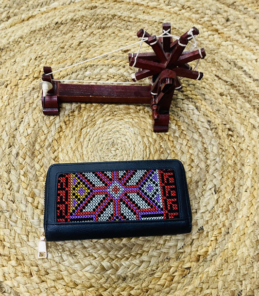 Black Embroidered Wallet