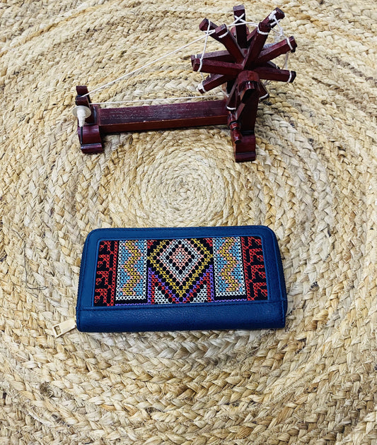 Blue Embroidered Wallet