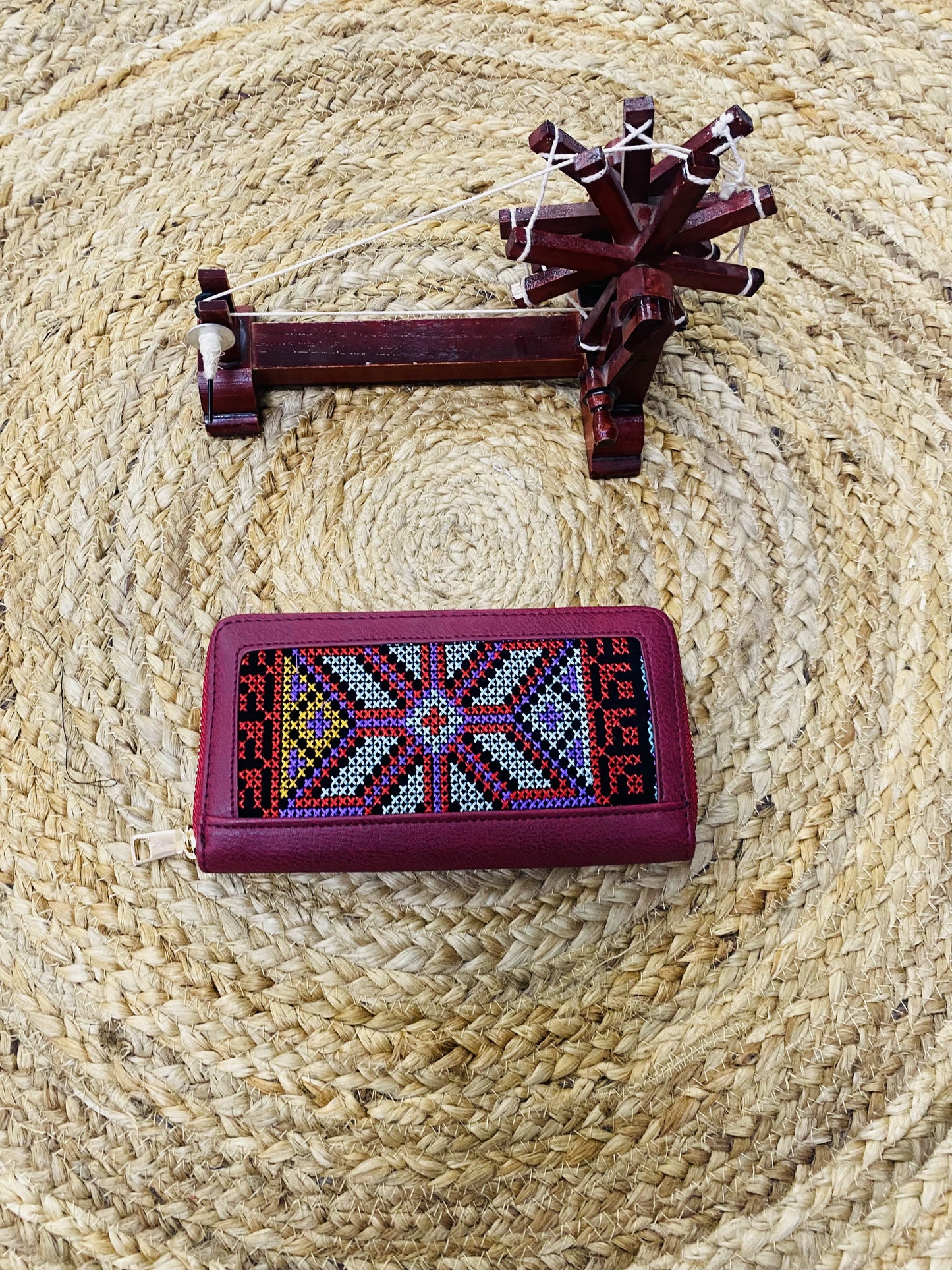 Maroon Embroidered Wallet