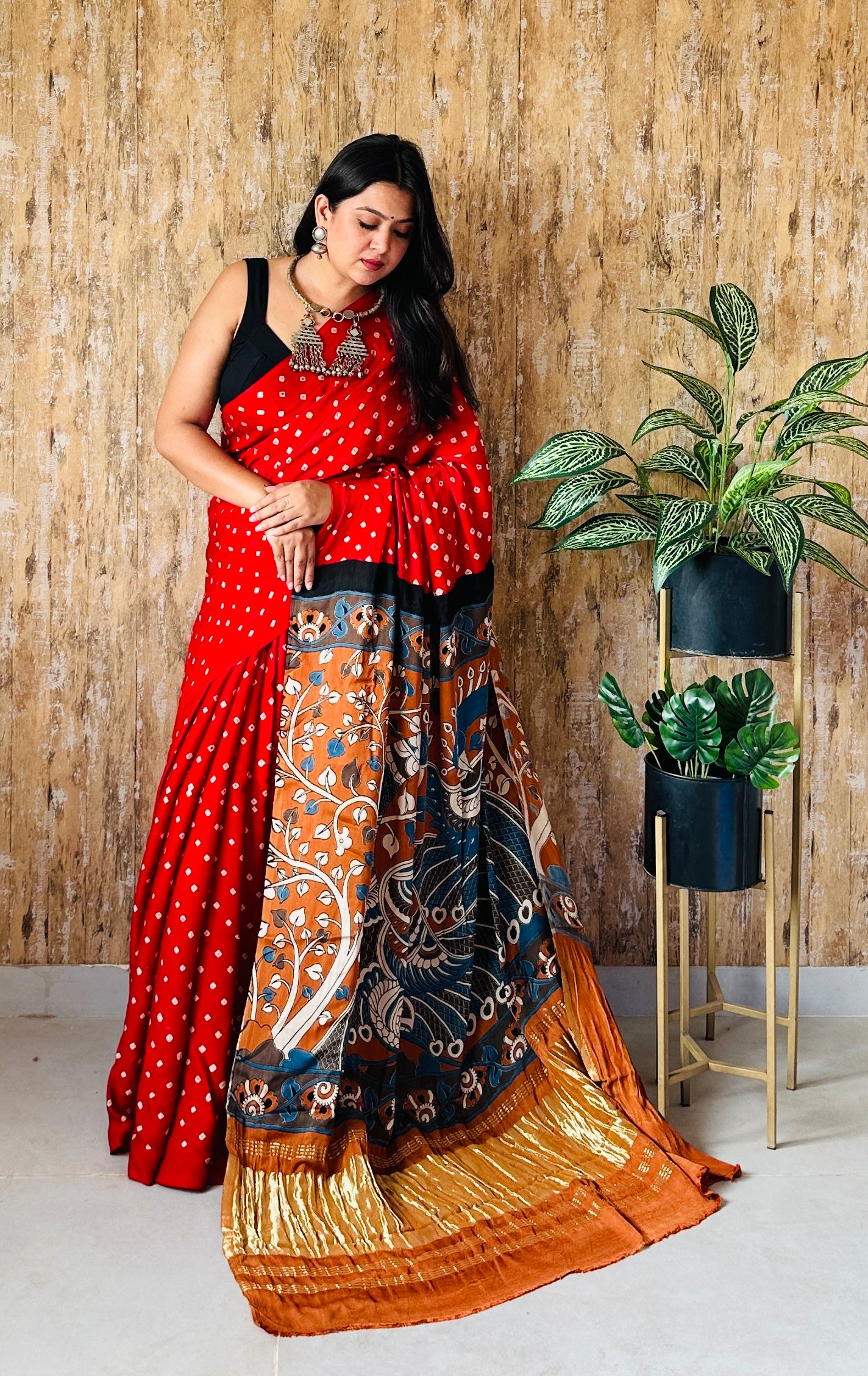 Pichhwai Bandhani Modal Silk Saree