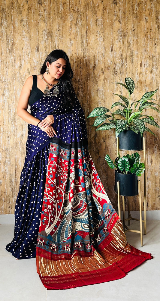 Pichhwai Bandhani Modal Silk Saree