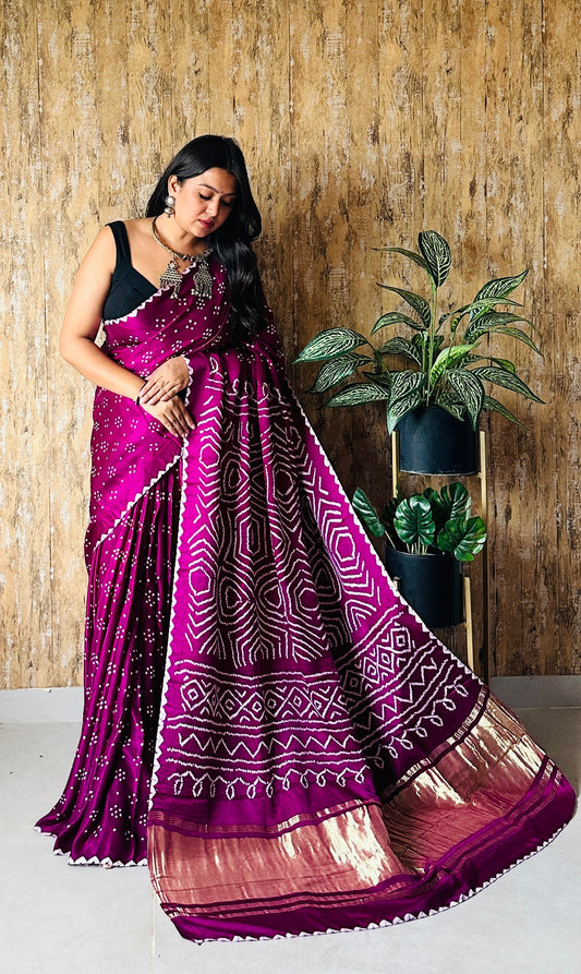Rai Bandhej Designer Pure Gaji Silk