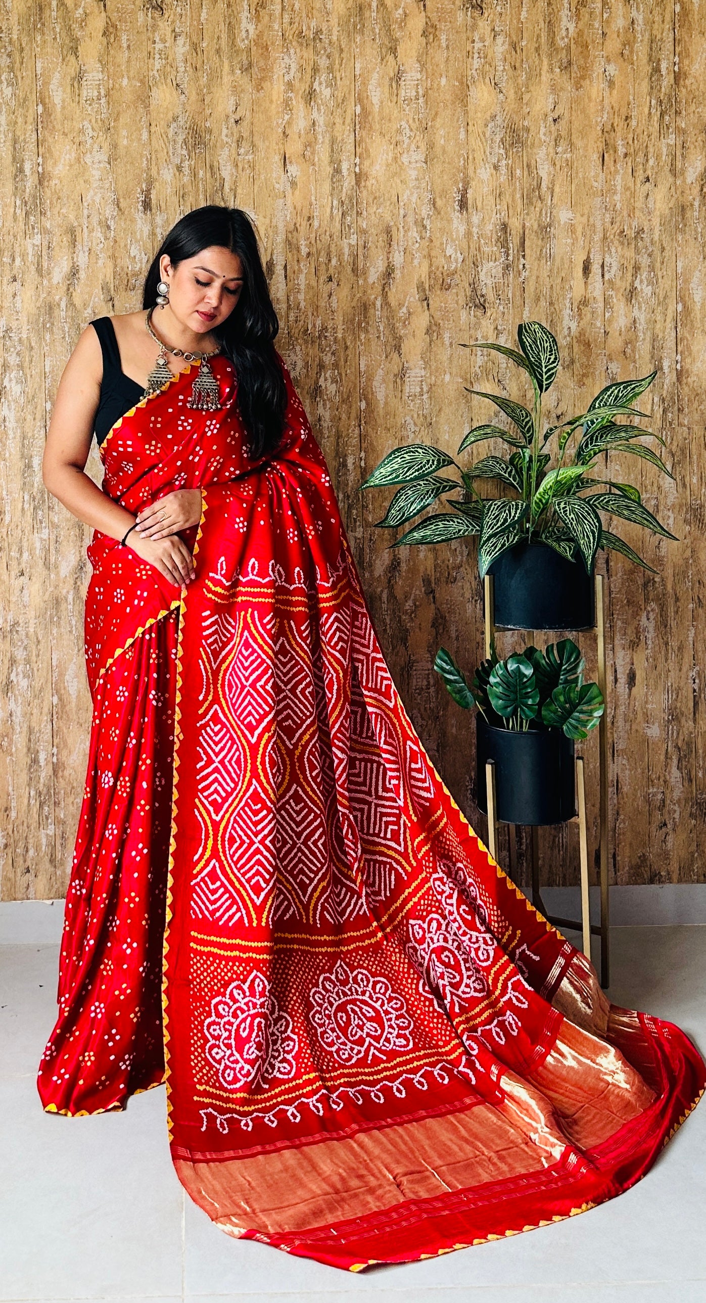 Rai Bandhej Designer Pure Gaji Silk