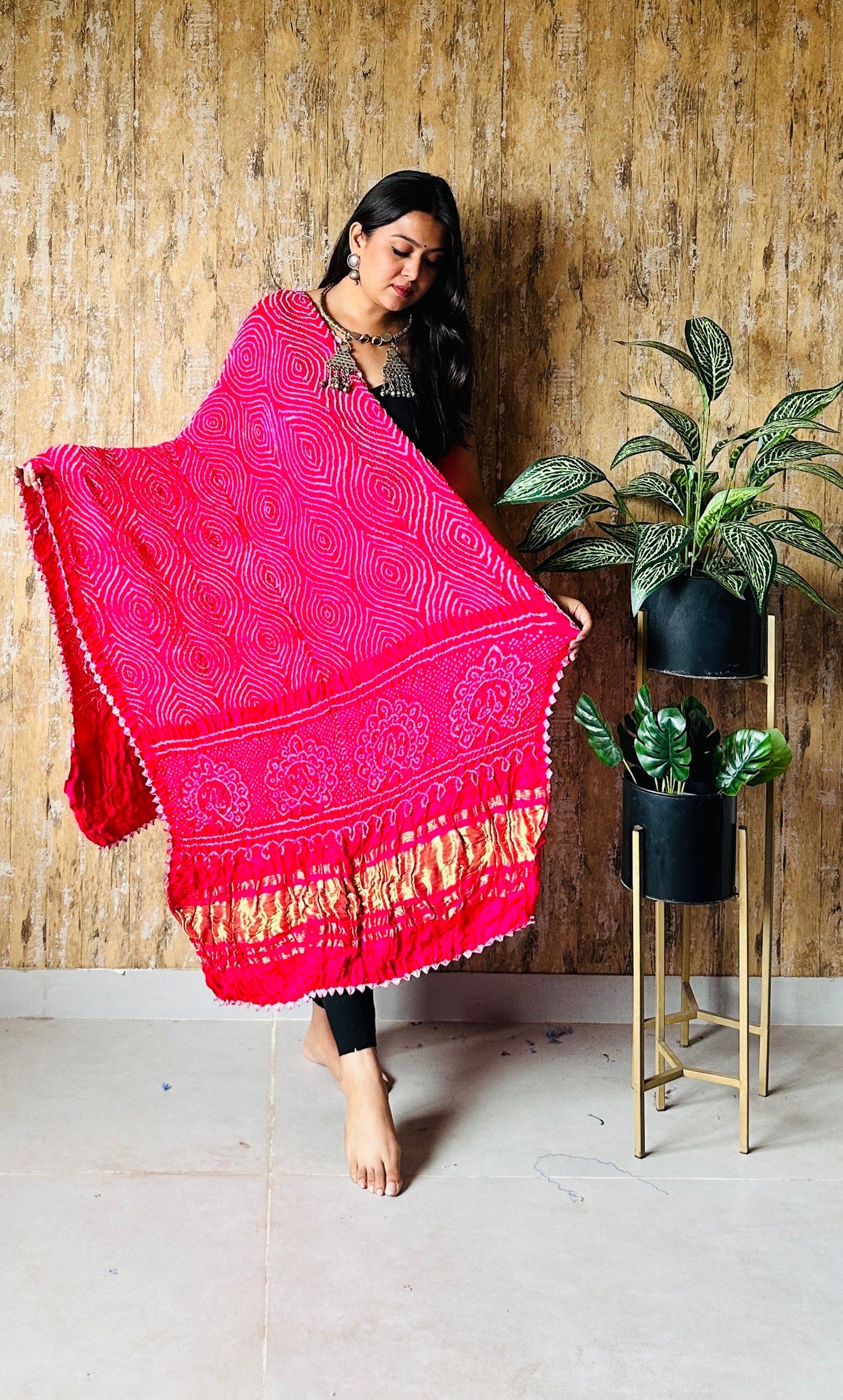 Pure Gaji Silk Rai Bandhej Dupatta