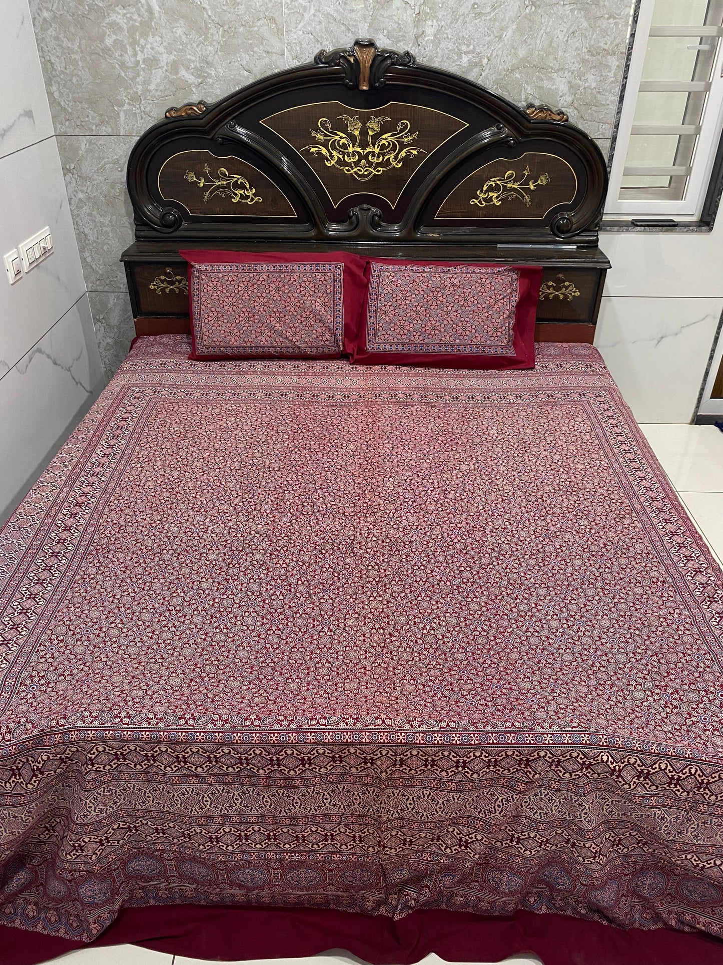 Ajarakh Print Cotton Double Bedsheet