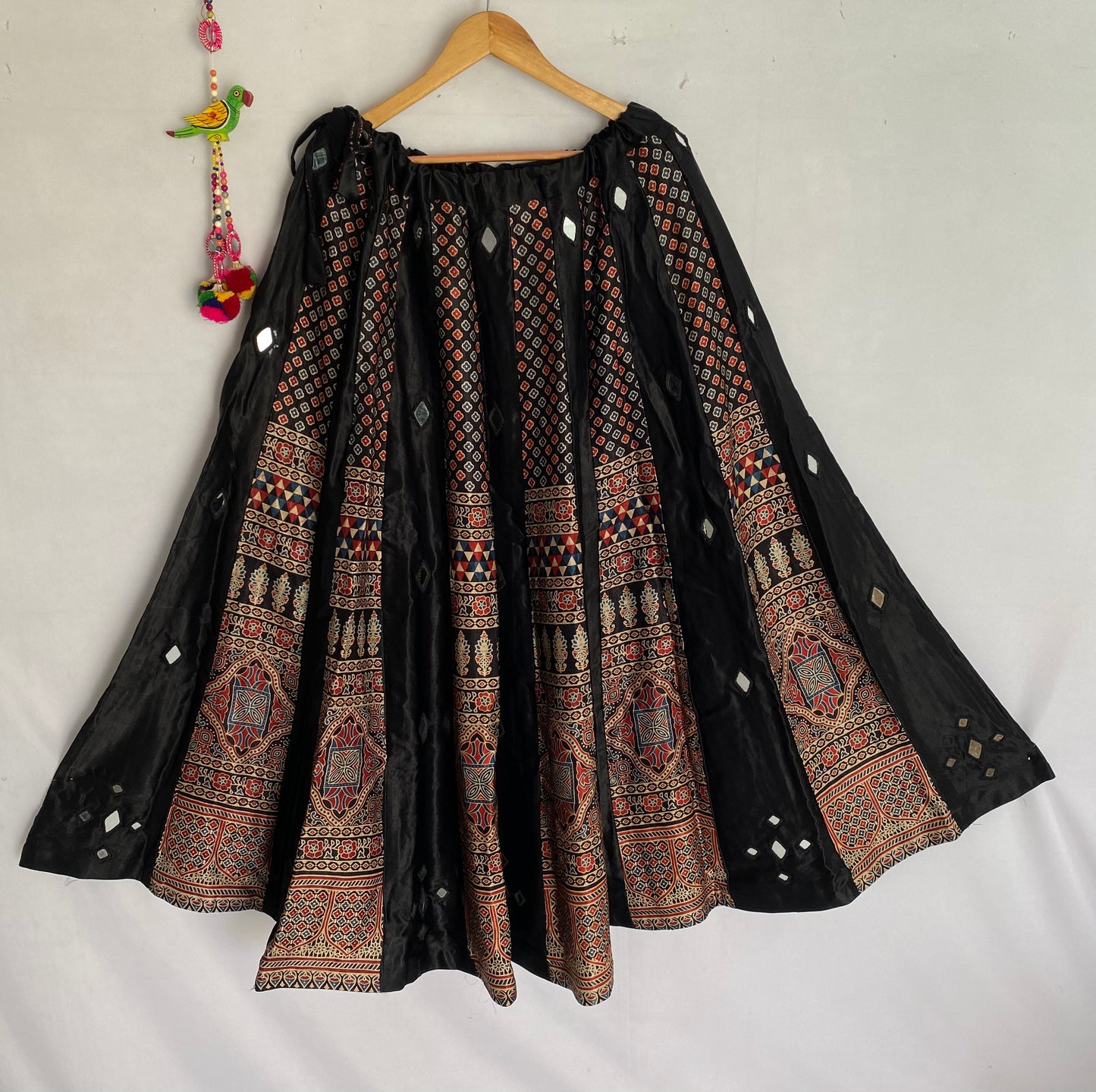 Ajarakh Mashroo Silk Kali Mirror Lehenga