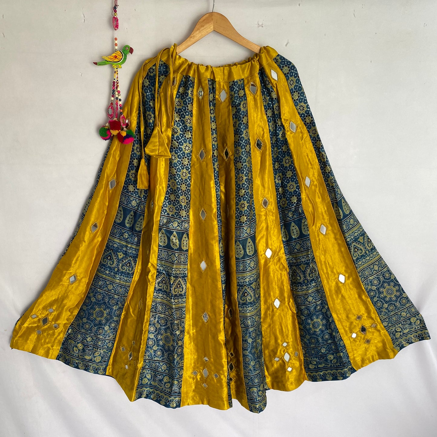 Ajarakh Mashroo Silk Kali Mirror Lehenga