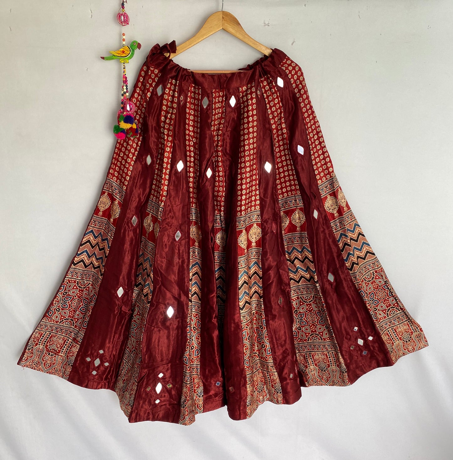 Ajarakh Mashroo Silk Kali Mirror Lehenga