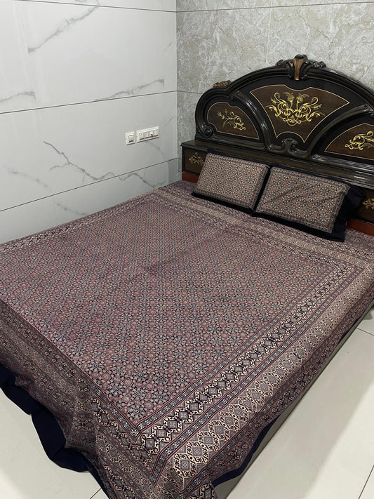 Ajarakh Print Cotton Double Bedsheet